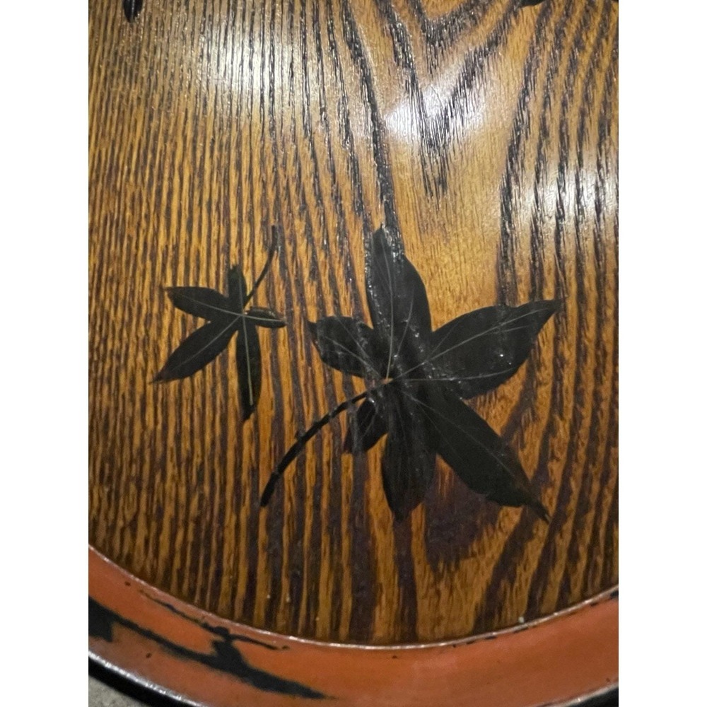 Set Of 3 Vintage Round 10" Japanese Wood Serving Tea Tray Plate Oriental Decor - Picture 6 of 16